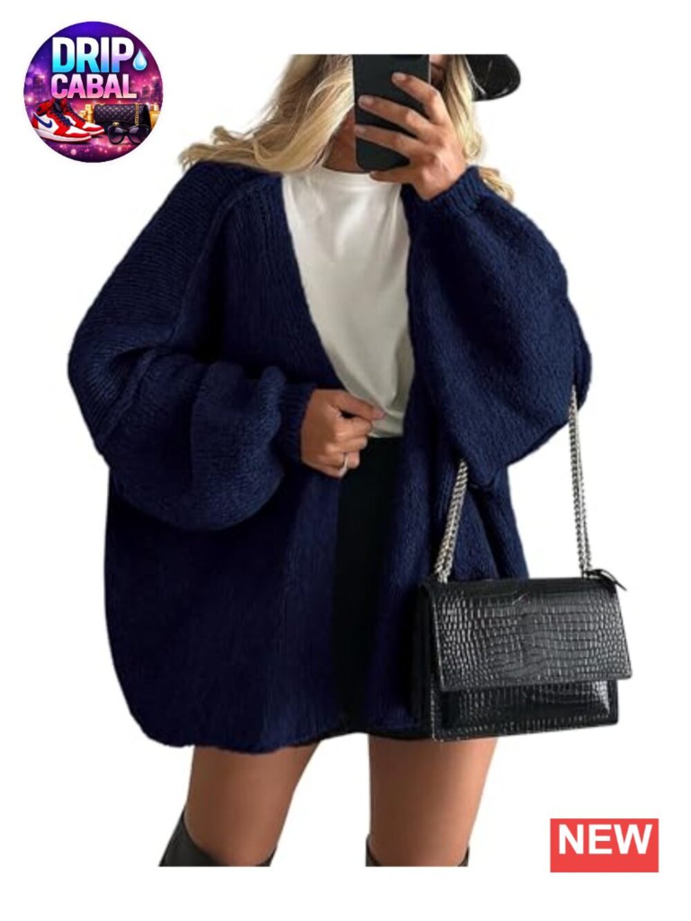 Womens Open Front Oversized Knit Cardigan Sweater Long Sleeve